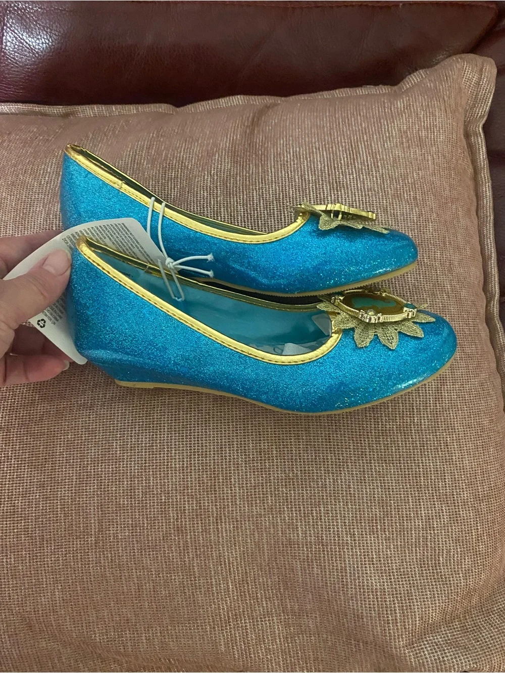 Disney Princess Jasmine Kids Costume Shoes Size Youth 2/3 NWT